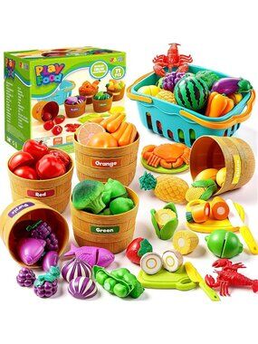 Colorful Play Food Set for Kids | Educational Cutting Toys & Kitchen Accessories